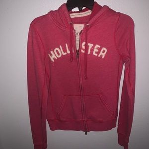 Hollister Red Magenta Zip-Up Hoodie